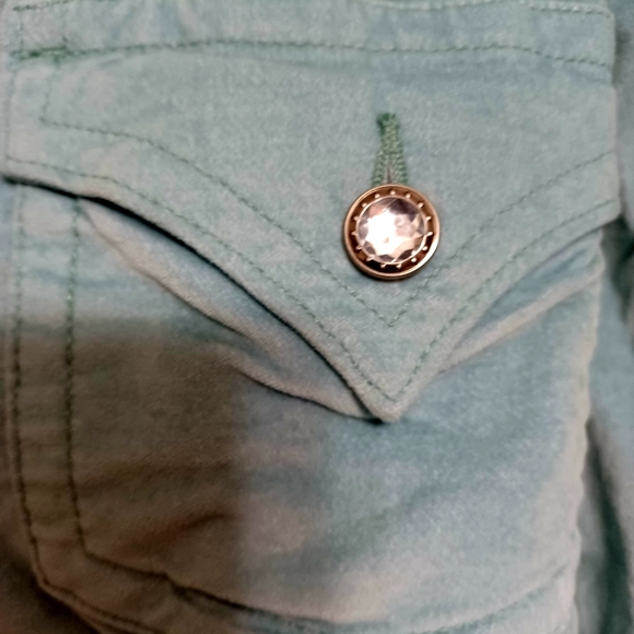 Green velvet short jacket NWT size Petite Large ..With stretch - Picture 3 of 4